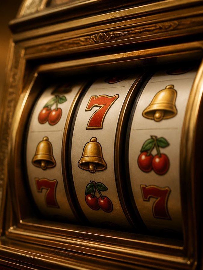 Premium gaming interface showing slot reels